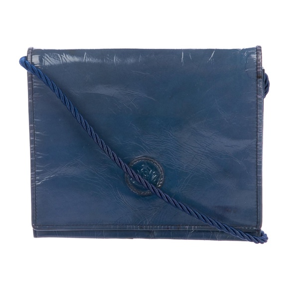 FENDI BLUE PATENT SQUARE SHOULDER BAG - Picture 1 of 5